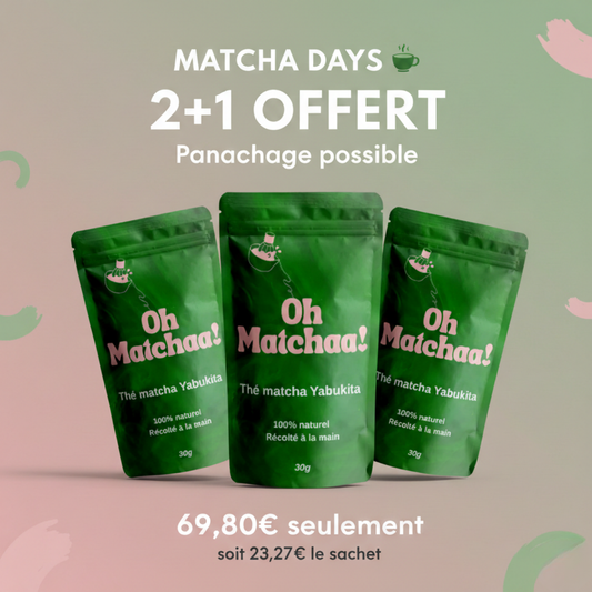 2 matchas achetés, le 3e offert !